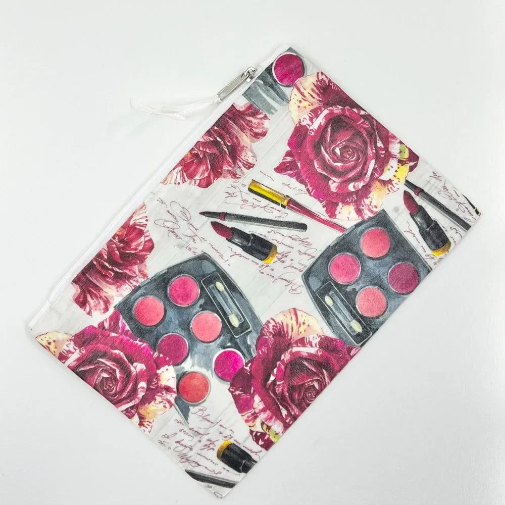 New / Handcrafted - Hand Decorated Cosmetic / Travel Zipper Pouch Bag